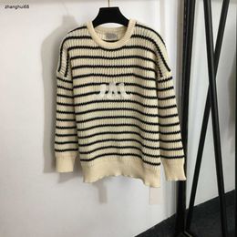 women knitwear designer clothing for ladies Contrast striped round neck Letter printing pullover long sleeve upper garment Jan 03