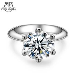 AnuJewel 1ct 2ct 3ct 5ct D Colour Engagement Ring For Women 925 Sterling Silver Gold Plated Solitaire Rings Wholesale 240102