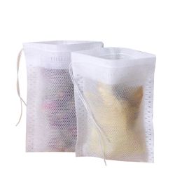 Tea Philtre Bag Strainers Tools Natural Unbleached Wood Pulp Paper Disposable Infuser Empty Bags with Drawstring Pouch 100 Pcs Lot ZZ