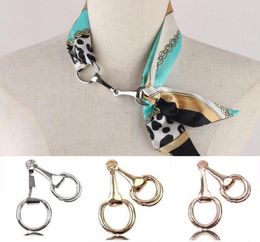 Scarves Concise Metal Horse39s Joint Silk Scarf Buckle Ornaments Ribbon Bag Hair Headband Neck Fashion Women Girl Accessories M6246976