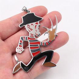 ship GNAYY Large 2 inch Stainless Steel ICP Crazy clown Hatchetman Mens pendant necklace Punk Jewellery for Mens rolo chain278l