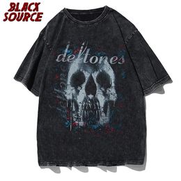 Hip-Hop Men T-shirt Skull Black T Shirt Dark Wind Style Black Plus Size Tops Harajuku Y2k Vintage Streetwear Men's Clothing Tops 240103