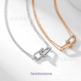 Pendant Necklace Tie Home Collar Chain Designer Jewellery Tifannissm V gold t home horseshoe buckle high quality glossy 18k rose hardware Valle Have Original Box