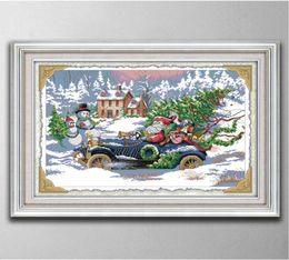 Roadster Santa home decor paintings Handmade Cross Stitch Craft Tools Embroidery Needlework sets counted print on canvas DMC 14CT8583812