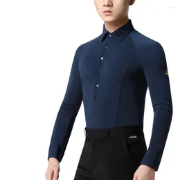 Stage Wear 2024 National Standard Dance Men's Latin Shirt Adult Costume Practise Clothes Modern Long Sleeve