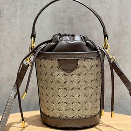 Vintage Crossbody Designer Bags Handbags Purse Women Bucket Tote Bag Classic Letter Canvas Leather Shoulder Bag Drawstring Tying Cell Phone Pocket Tote Purse