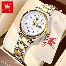 OLEVS Women's Wrist watch Original Luxury Watches for Ladies Waterproof Stainless Steel Quartz Woman Wristwatch Gold trend 240102
