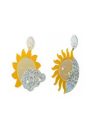 Dangle Chandelier KUGUYS Glitter Acrylic Sun Moon Cloud Cute Good Night Drop Earrings For Girls Womens Trendy Jewelry Fashion Ac2514675