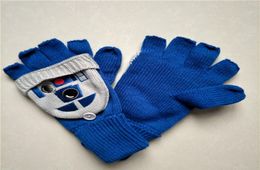 FashionStormtrooper Darth Vader robot R2D2 Cotton knitting winter Warm gloves Blue R2D2 mitten fullHalf finger 2 style3194780