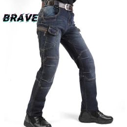 Spring and Autumn Mens Military Tactical Jeans Straight Fit Casual Training Pants Outdoor Sports Elastic Jogging Trousers 240102