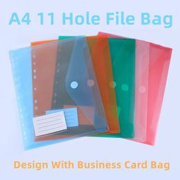 A4 10PCS 11 Hole Business Card File Bag Waterproof Large Capacity Office Student Storage Supplies Folder Organizer 240102