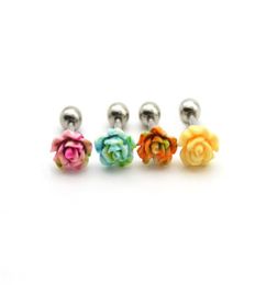 Rose Flower Ear Stud Earrings for Women Simple Cute Girls Jewley Candy Wholesale 316l STAINLESS STEEL Brincos Tragus lage9134005