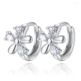 Hoop Earrings Girls' Lovely Flower Simple Style Tiny Huggies Small Windmill Shape Snowflake Zirconia Piercing For Women