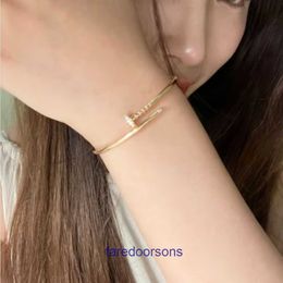 Luxury Carter Bracelets online store 18k Rose Gold Platinum Nail Bracelet with Full Diamond Head and Tail Personalized Classic Fashion Have Original Box PYJ