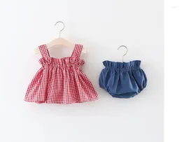Clothing Sets Infant Toddler Baby Girl Summer Plaid Cotton Tank Tops Shorts 2pcs Clothes Set Children Outfit For Girls 1-5 Years Old
