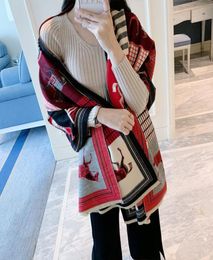 Striped Cashmere Women Scarf Winter Warm Lady Shawls Wraps Luxury 2020 Brand Print Horse Blanket Scarves Female Echarpe4027972