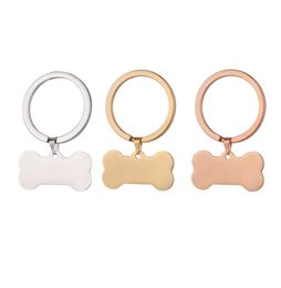 100% Stainless Steel Dog Bone Keychain Blank For Engrave Metal Dog Bone Charm Key Chain Mirror Polished Wholesale 10pcs1393657