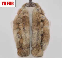 Winter Scarf Women Natural Real Ring Scarves 2 Balls Genuine Rabbit Fur Neckerchief 2010278855007