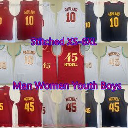 Custom S-6XL 2023-24 New City Basketball 45 Donovan Mitchell Jersey Stitched 10 Darius Garland Jerseys Home away Breathable Sports Red White Black Shirt Man Women Kids