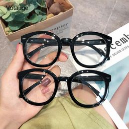 Women Plain Glasses Frame Men Anti Blue Light Eyeglasses Oversized Vintage Round Clear Lens Black Optical Spectacle Goggles E067 F6797900