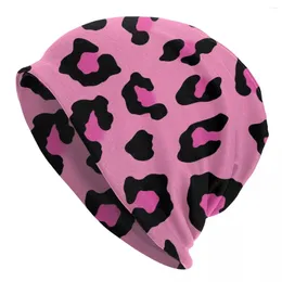 Berets Pink Leopard Animal Print Bonnet Hat Knit Hip Hop Outdoor Skullies Beanies Men's Women's Warm Thermal Elastic Cap