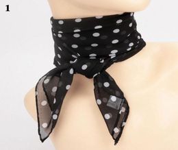 Scarves 2021 WOMEN Chiffon Scarf Vintage Polka Dot DoubleSided Tied Ribbon Narrow Hand Bag Straps Hair Female Black8913611