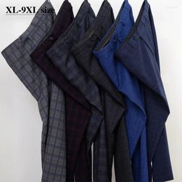 Men's Pants 2024 BIG Size 6XL7XL 8XL 9XL Suit Classic Style Business Casual Loose Straight Plaid Trousers Male Brand 7Color