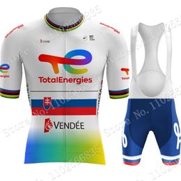 Sets Cycling Jersey Sets Maillot Total Energies 2023 Peter Sagan Set Short Sleeve Slovakia Clothing Suit Road Bike Shirts MTB Wear 2306