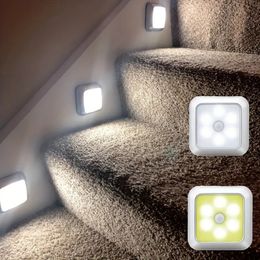 1pc 6 LED Motion Sensor Night Light, LED Wall Lamp, Closet Cabinet Stair Wireless For Ladder Bedroom Corridor Staircase Indoor Decoration Light