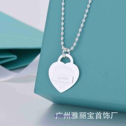 Tifannissm necklace Classic Popular temperamen Seiko Edition New T Family Heart Shape Ball Chain Necklace for Women Steel Seal Have Original Box