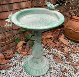 Other Bird Supplies Outdoor Decorative Metal Rustic Vintage Green Pedestal Bath Bowl And Feeder Tray