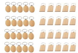 Keychains 40 Pcs Blank Wooden Key Chain DIY Wood s Gifts Yellow,20 Oval & 20 Rectangle19368726