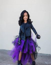 Purple Black Swallow tail Girl long Tutu Skirt Lovely Princess Girls Birthday Skirts Po ball gown costume Kid Party clothing 220213220146