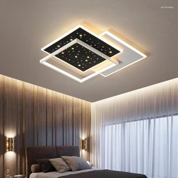 Ceiling Lights Modern LED Chandelier Bedroom Living Room Indoor Lighting Lustre Square Lamp Black White Decor Fixture