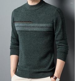 Men's Sweaters High-end Custom Pure Wool Winter Sweater Men Slim Business Casual Youth Bottom Semi-turtleneck Knit Pullover