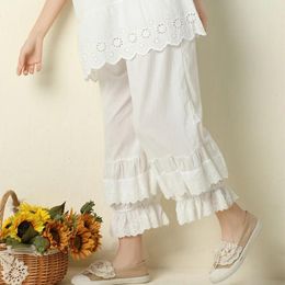 Dresses 100% Cotton Female Vintage Ruffled Lace Hem Loose Bloomers Pants Teenager Japanese Mori Girl Sweet Victorian Steampunk Pants