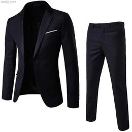 Men's Suits Blazers Long Solid Button Plus Lapel Men Clothing 2pcs/set Business Suit Wedding Sleeve Men's Size Sets Slim Meeting Office Color Q230103