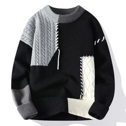 Mens Streetwear Ripped Hole Fashion Sweater Korean High End Luxury Winter Hip Hop Sweaters Men Soft Warm Autumn Pullover 240103