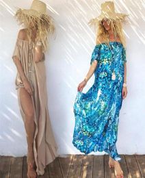 Sexy Women Bikini Cover Ups Beach Kaftan Dress Off Shoulder Loose Coverups Long Tunika Swimbikini Coverup Chiffon Sarongs8999467