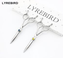 Lyrebird HIGH CLASS Hair cutting scissors Japan Hairdressing scissors 55 INCH Blue stone yellow stone NEW7701413