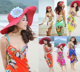 Whole 1 pcs Fashion New Deep V Wrap Chiffon Swimwear Bikini Cover Up Sarong Beach Shawl Scarves Dress Beautiful Scarves7391133