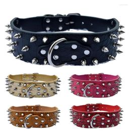 Leashes Dog Collars Large Pet Collar 2 Inch Wide Croc Leather Spiked For Pitbulls Dogs Size M L XL XXL Big Products