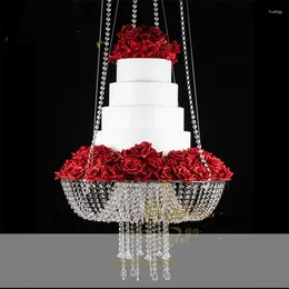 Candle Holders 2Pcs Hanging Crystal Dessert Table Flower Stande Road Lead Candelabra Centerpieces Wedding Porps Christmas Deco