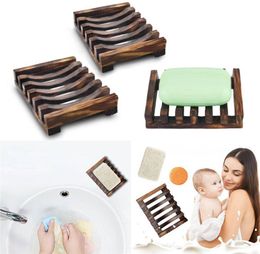 Wood Soap Hollow Rack Natural Bamboo Tray Holder Sink Deck Bathtub Shower Toilet Soap Dishes1533089