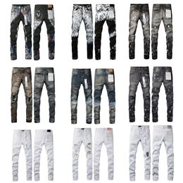 Designer Purple Brand Jeans Uomo Donna High Street Wash Denim Bottone con cerniera ricamato Slim Gamba dritta Classico Fashion Street Wear Jeans Hipster