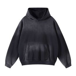 Men's fashion designer kanyes classic Render gradient hooded sweatshirt cool distressed atmosphere hooded hoodie