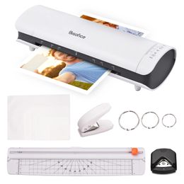 SL988 Desktop Laminator Machine Set A4 Size and Cold Lamination with Paper Cutter Trimmer Rounder Hole Puncher Binding Hoop 240102