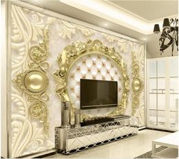 3d room wallpaper cloth custom po Luxury gold European pattern soft pack TV background wall 3d wall murals wallpaper for walls 7424094