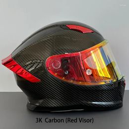 Motorcycle Helmets Unisex Carbon Fiber Full Face Helmet With Visor Four Seasons DOT Approved For Men Capacete De Moto Masculino