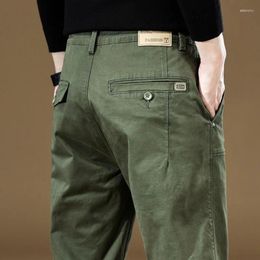 Men's Pants Spring Green Cotton Solid Work Wear Casual Pant Wide Korean Y2k Clothing Jogger Cargo Trousers Male Size 29-36